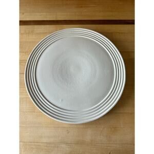 Pampered Chef Family Heritage Stoneware 13.5" White Round Platter cake Plate USA